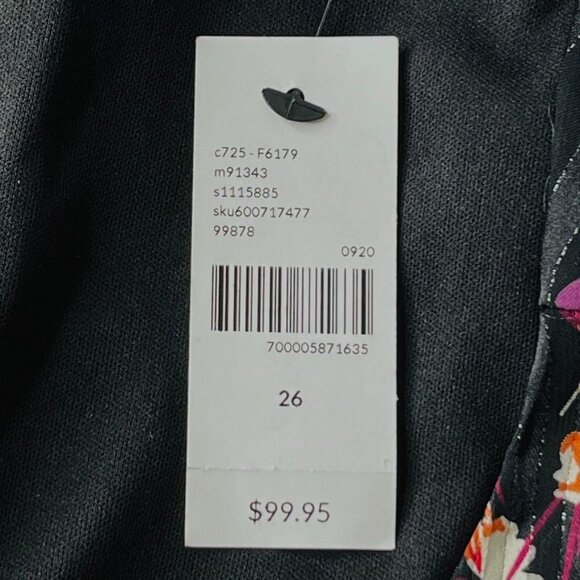 Lane Bryant Maxi Dress Size 26 Black Floral Metallic Shimmer Elastic Waist - Picture 16 of 16